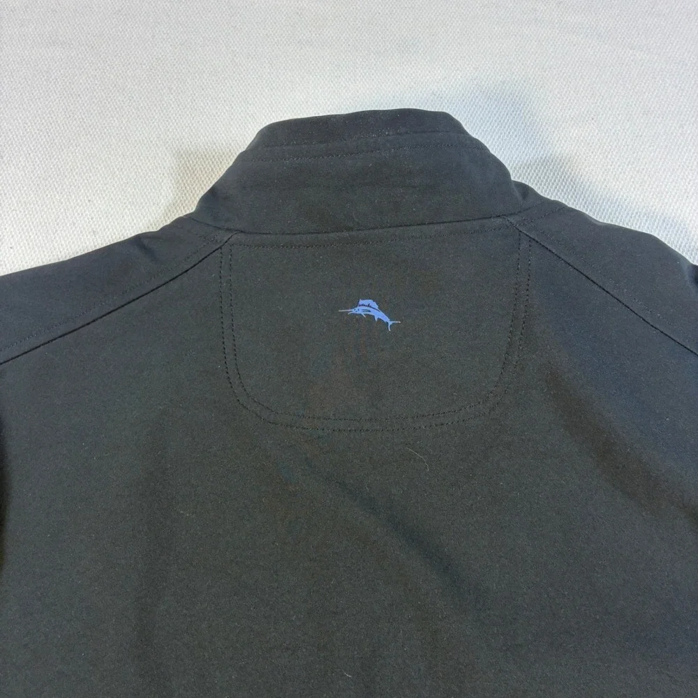 Tommy‎ Bahama Jacket Mens XL Black Blue Fleece Lined Softshell Full Zip